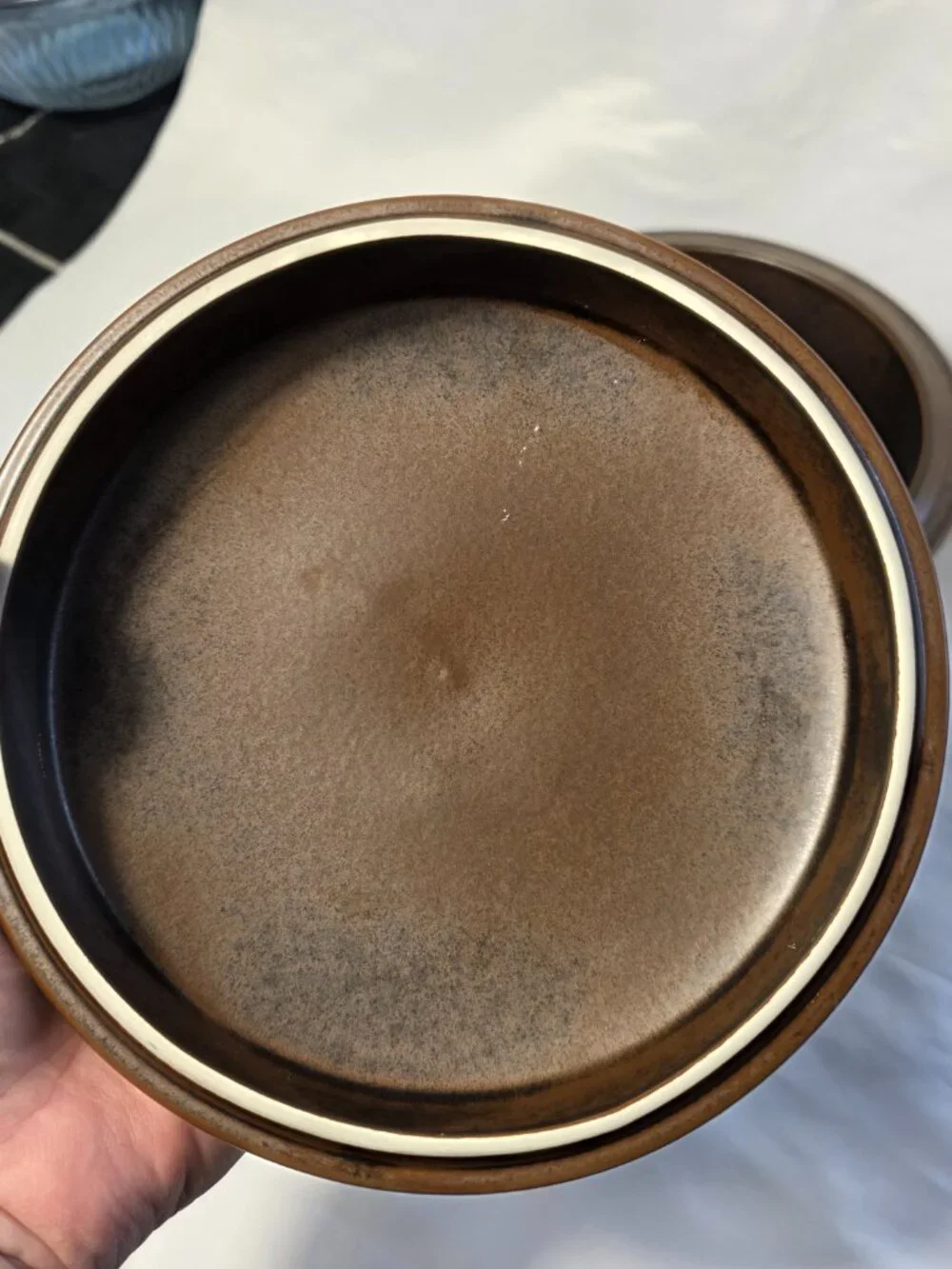Arabia of Finland Rushka 1.5 Quart Covered Casserole Light & Dark Brown Spotted